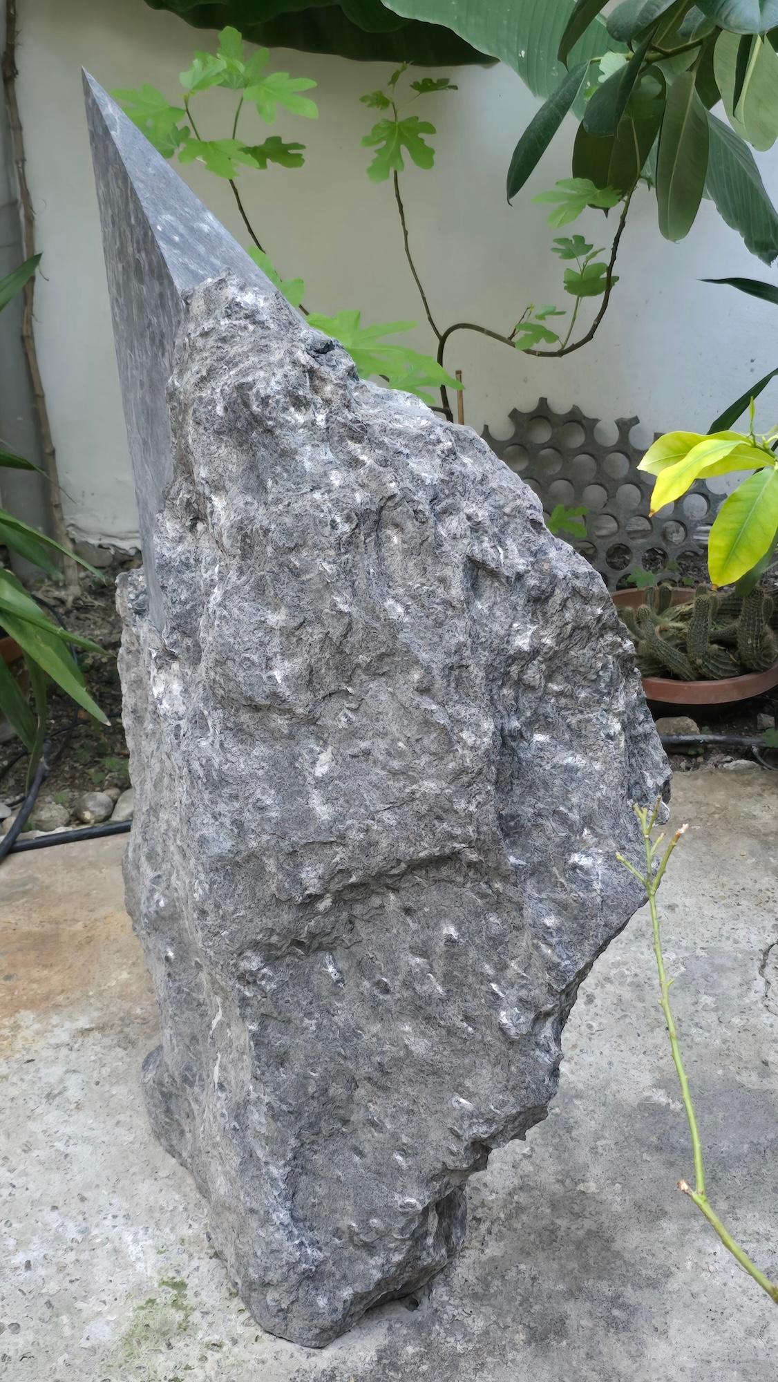 Punta 1 by Mattia Bosco - Large-size sculpture, Palissandro marble, grey tones For Sale 2