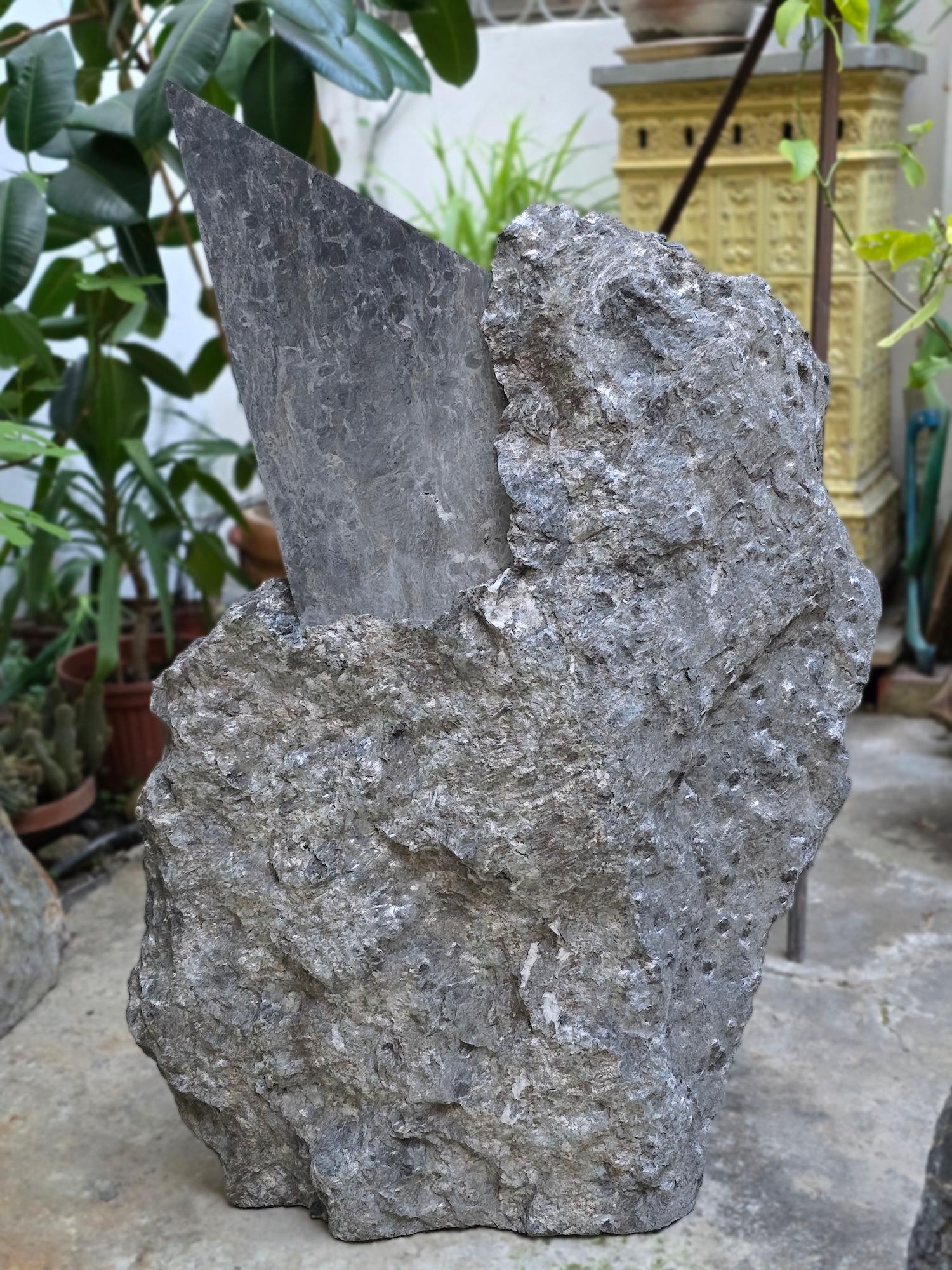 Punta 1 by Mattia Bosco - Large-size sculpture, Palissandro marble, grey tones