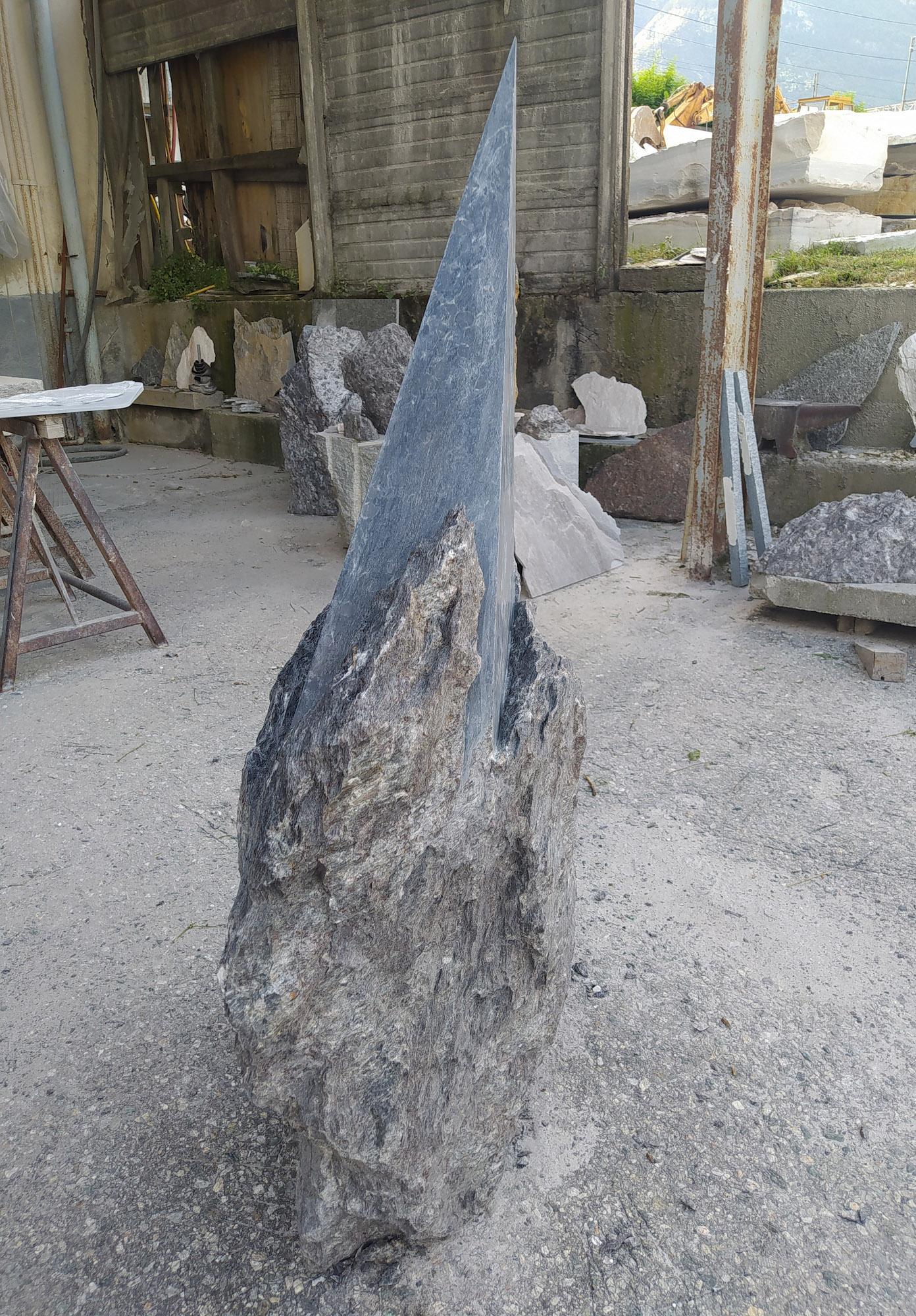 Punta 2 by Mattia Bosco - Large-size sculpture, Palissandro marble, grey tones For Sale 4
