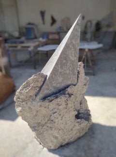 Punta 2 by Mattia Bosco - Large-size sculpture, Palissandro marble, grey tones