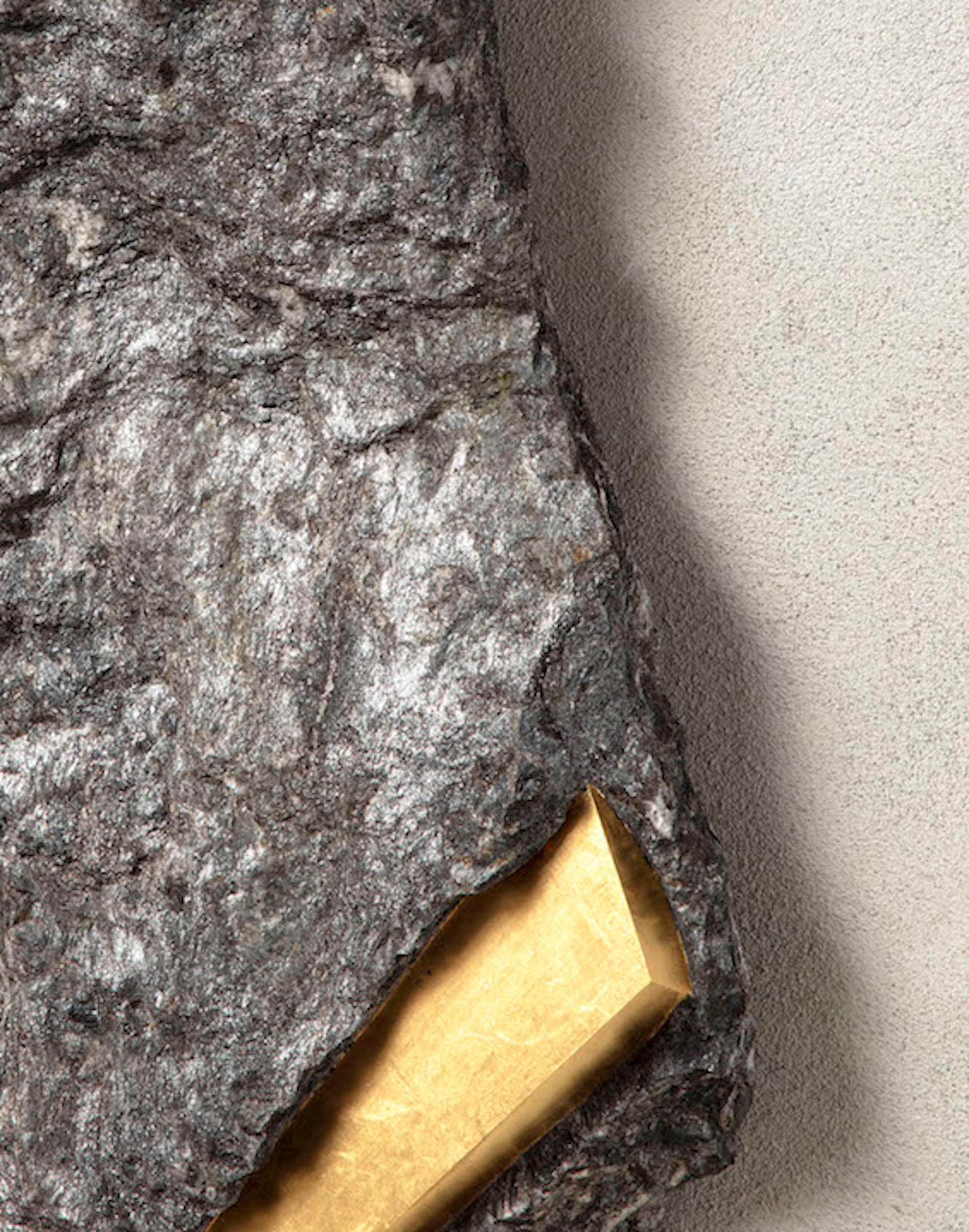 Sezione Aurea 2024-006 by Mattia Bosco - Wall sculpture, marble, gold leaf, rock For Sale 3