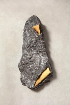 Sezione Aurea 2024-006 by Mattia Bosco - Wall sculpture, marble, gold leaf, rock