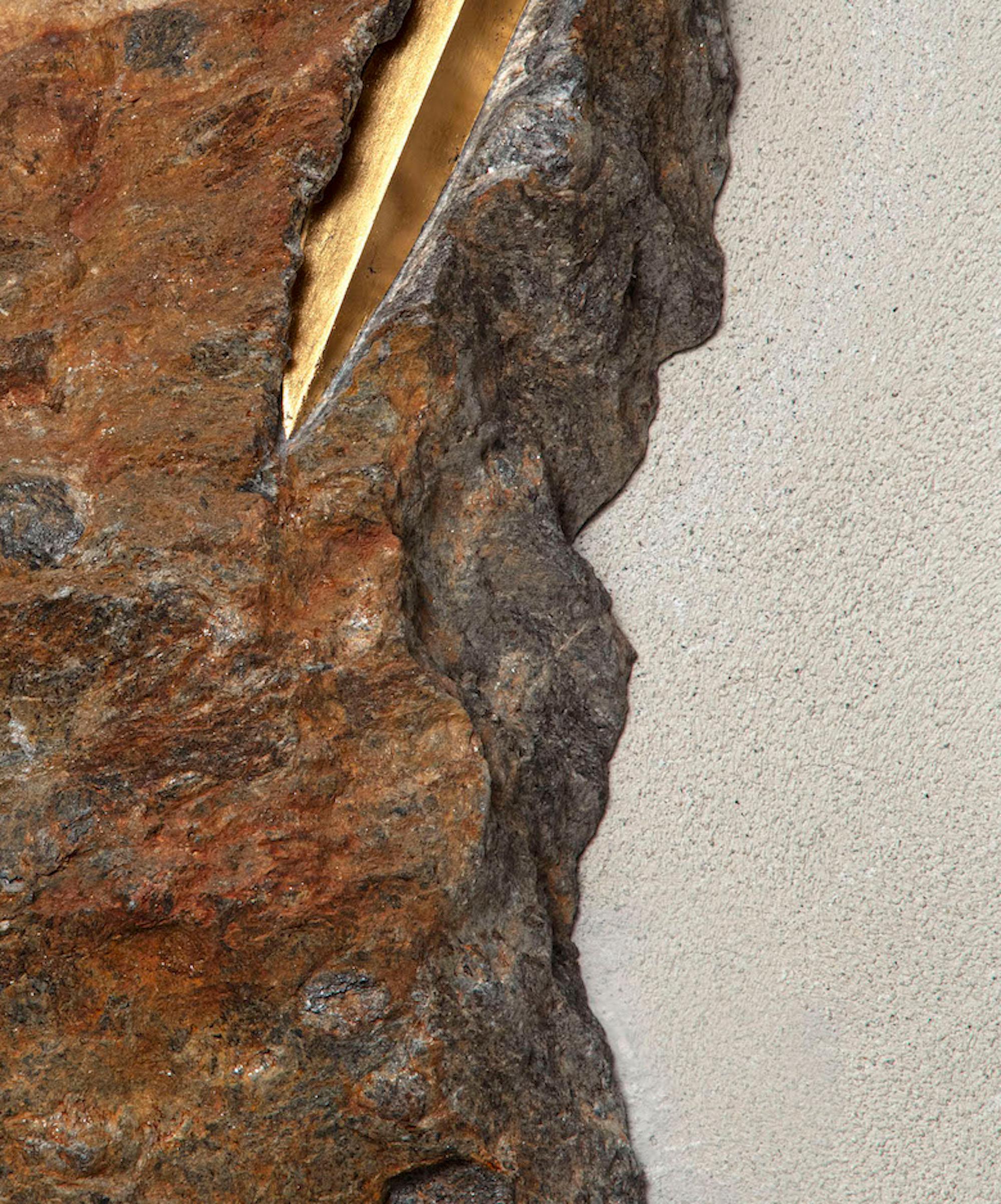 Sezione Aurea 2024-010 by Mattia Bosco - Wall sculpture, marble, gold leaf, rock For Sale 4