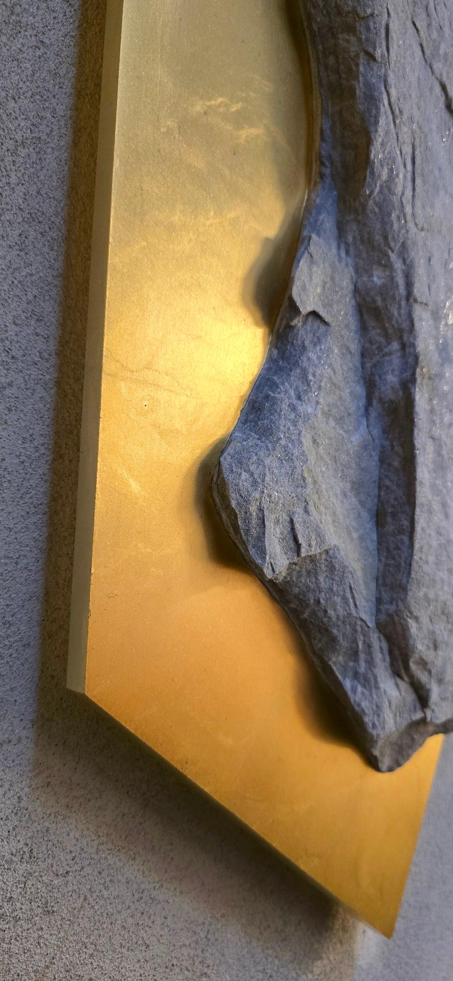 Sezione Aurea 2024-014 by Mattia Bosco - Wall sculpture, marble, gold leaf, rock For Sale 11
