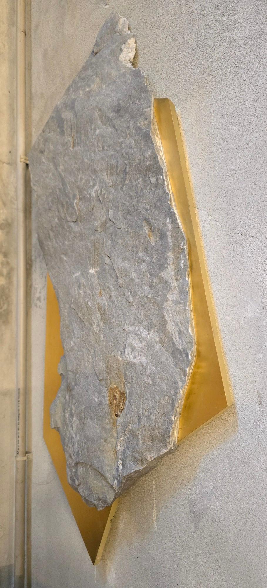 Sezione Aurea 2024-014 by Mattia Bosco - Wall sculpture, marble, gold leaf, rock For Sale 7