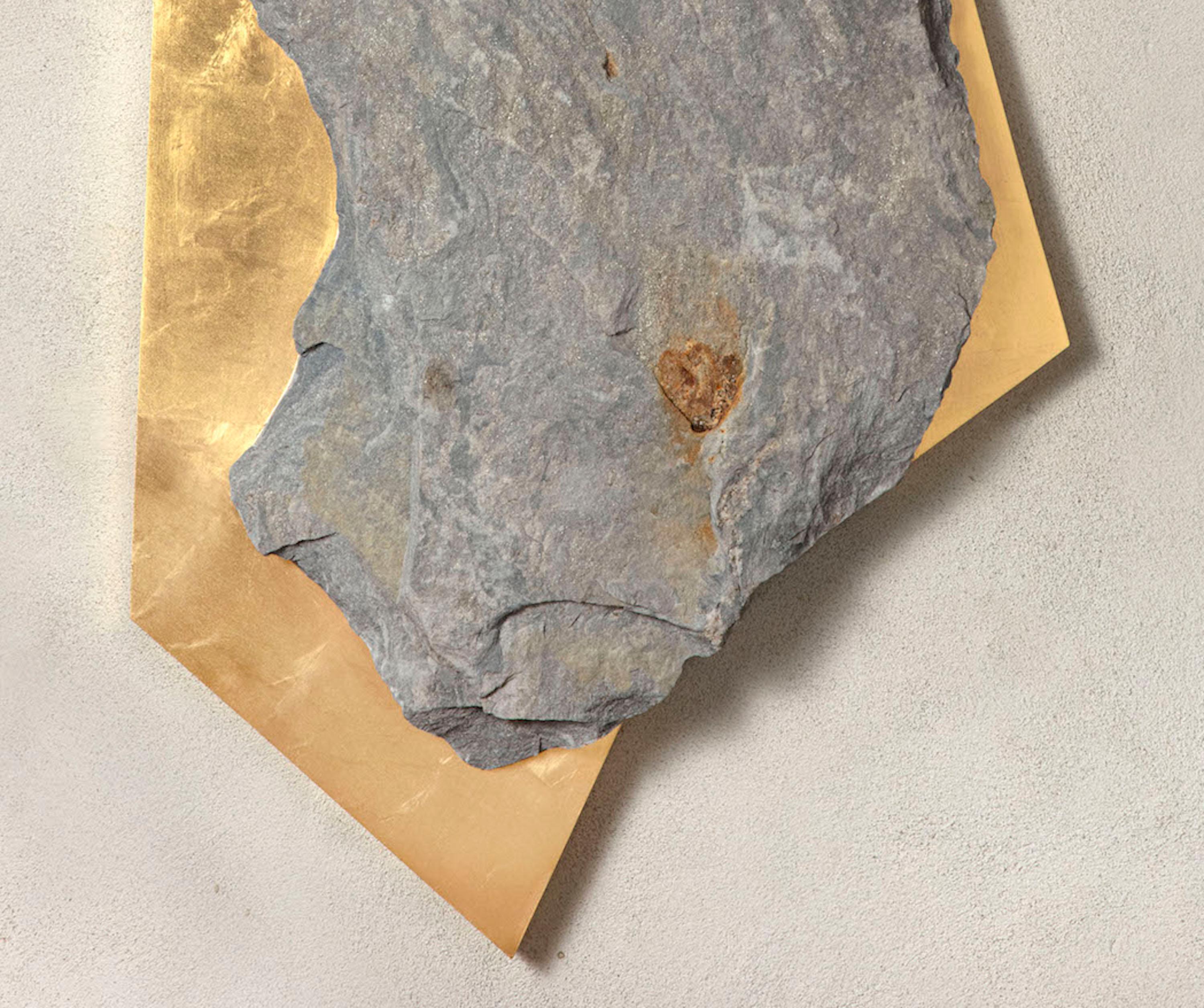 Sezione Aurea 2024-014 by Mattia Bosco - Wall sculpture, marble, gold leaf, rock For Sale 1