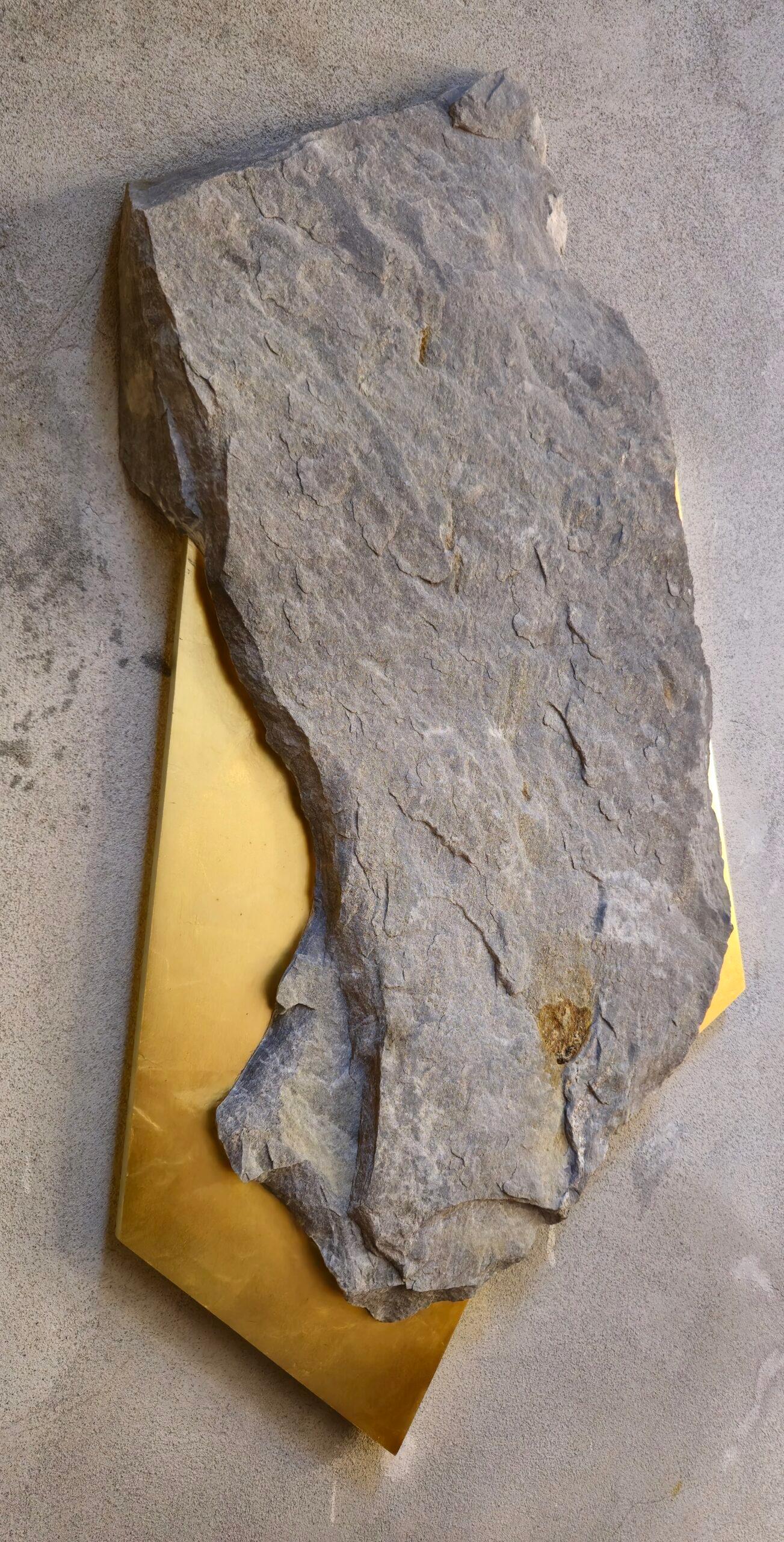 Sezione Aurea 2024-014 by Mattia Bosco - Wall sculpture, marble, gold leaf, rock For Sale 9
