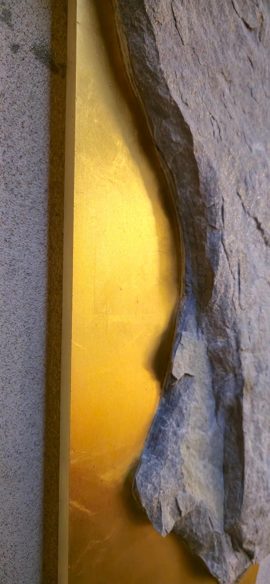 Sezione Aurea 2024-014 by Mattia Bosco - Wall sculpture, marble, gold leaf, rock For Sale 10