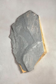 Sezione Aurea 2024-017 by Mattia Bosco - Wall sculpture, marble, gold leaf, rock