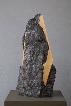 Sezione Aurea 2024-023 by Mattia Bosco - Marble and gold leaf sculpture, rock