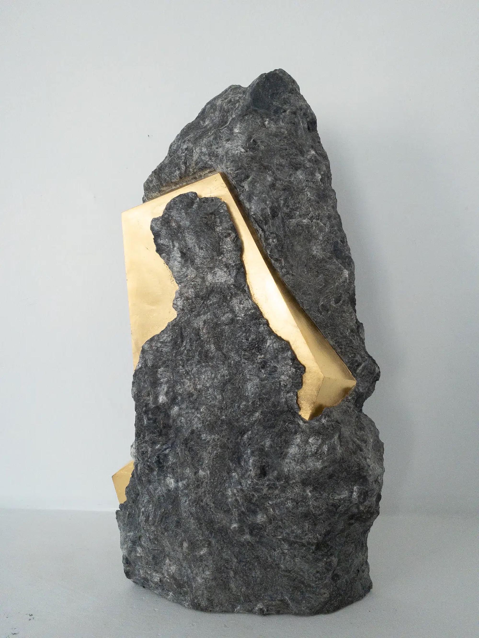 Sezione Aurea 2024-024 is a unique sculpture by contemporary artist Mattia Bosco. This sculpture is made of black Palissandro marble and gold leaf, dimensions are 55 × 29 × 13 cm (21.7 × 11.4 × 5.1 in). 

The process used by the artist is