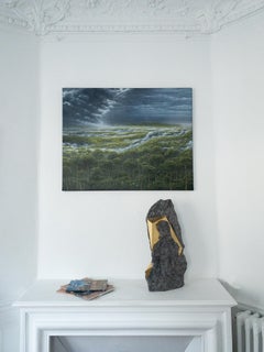 Sezione Aurea 2024-024 di Mattia Bosco - Scultura in marmo e foglia d'oro, roccia