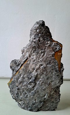 Sezione Aurea 59-2020 by Mattia Bosco - Marble and silver leaf sculpture, rock