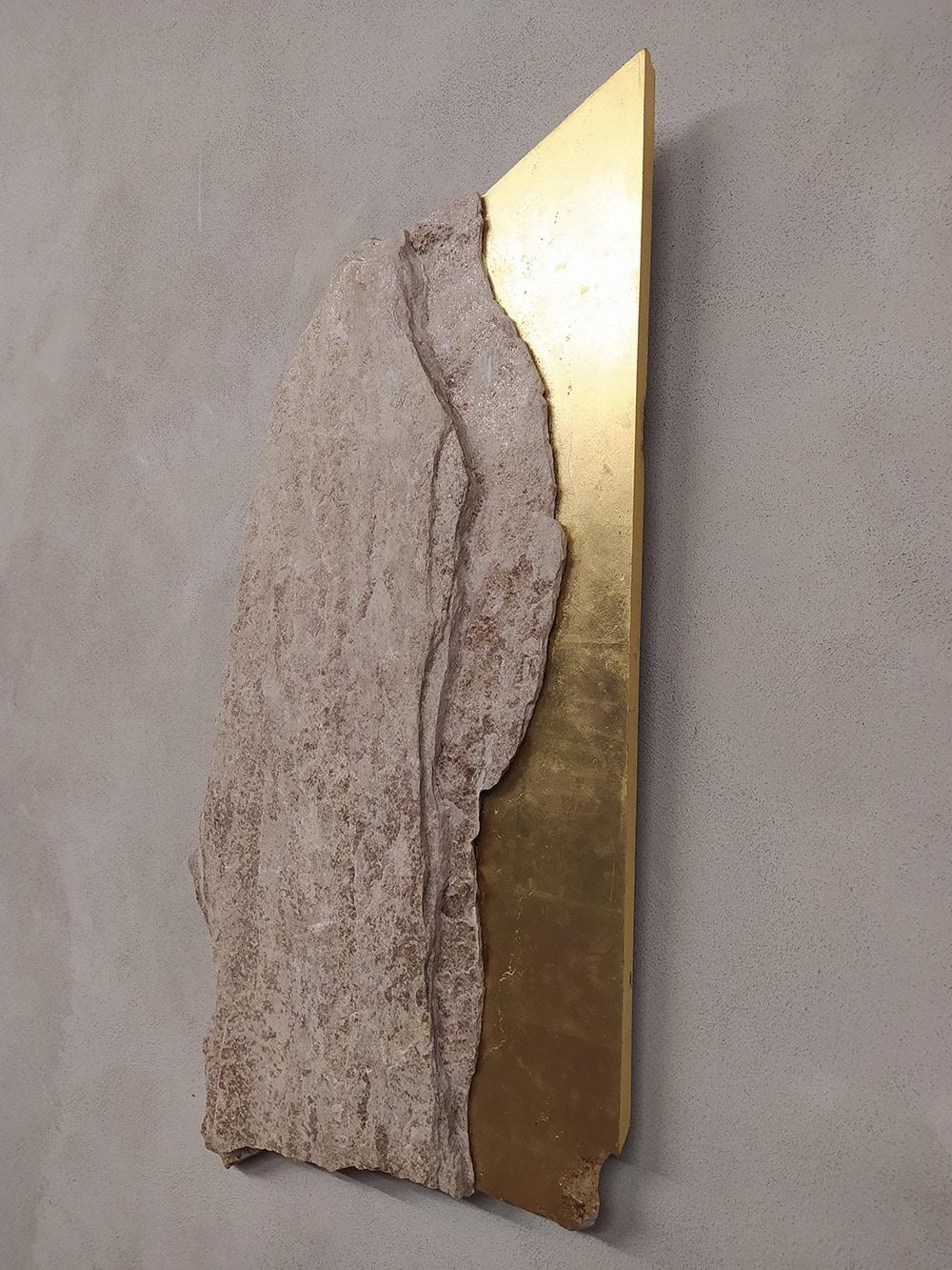 Sezione Aurea A1 by Mattia Bosco - Marble and gold leaf wall sculpture 1