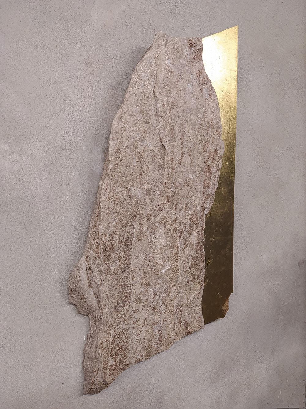Sezione Aurea A1 by Mattia Bosco - Marble and gold leaf wall sculpture 2