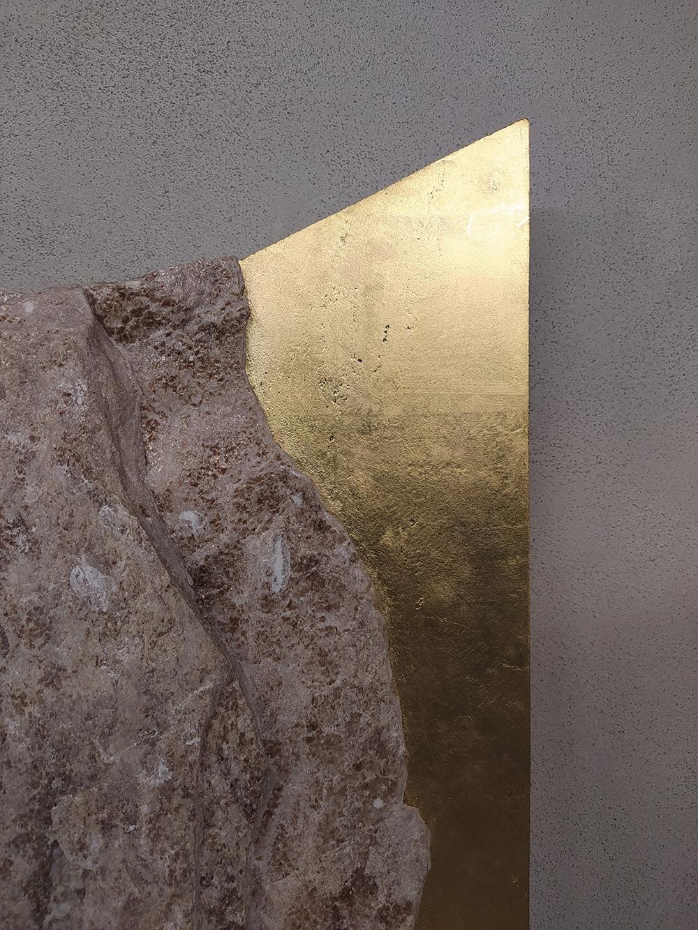 Sezione Aurea A1 by Mattia Bosco - Marble and gold leaf wall sculpture 3