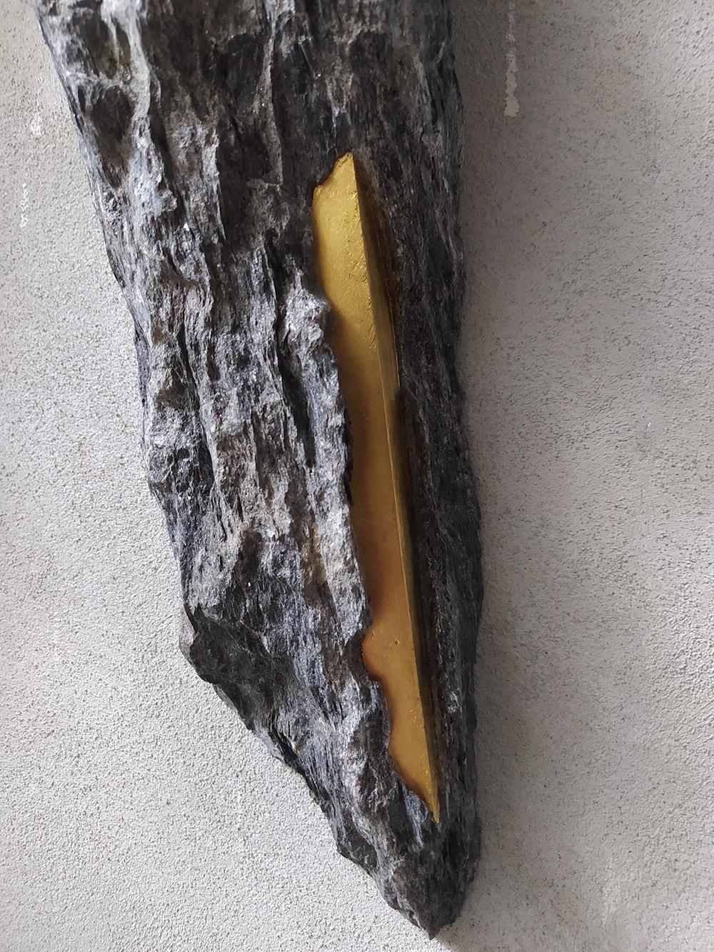 Sezione Aurea - A13 by Mattia Bosco - Abstract sculpture, gold leaf & marble 1