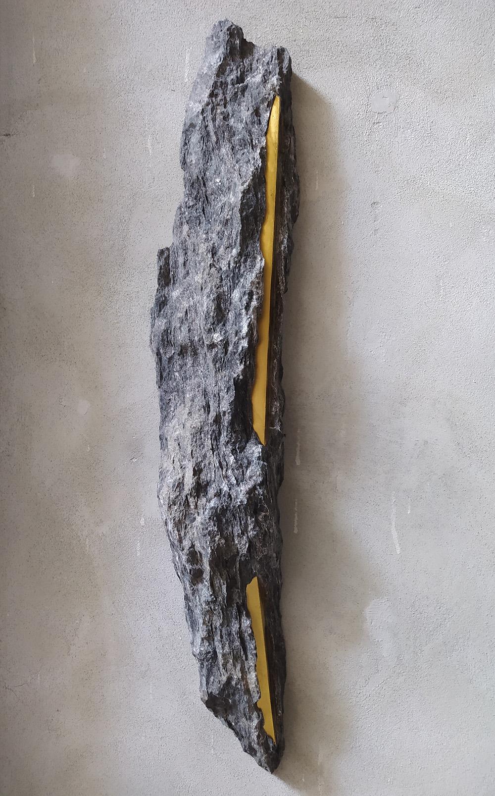 Sezione Aurea - A13 by Mattia Bosco - Abstract sculpture, gold leaf & marble 3