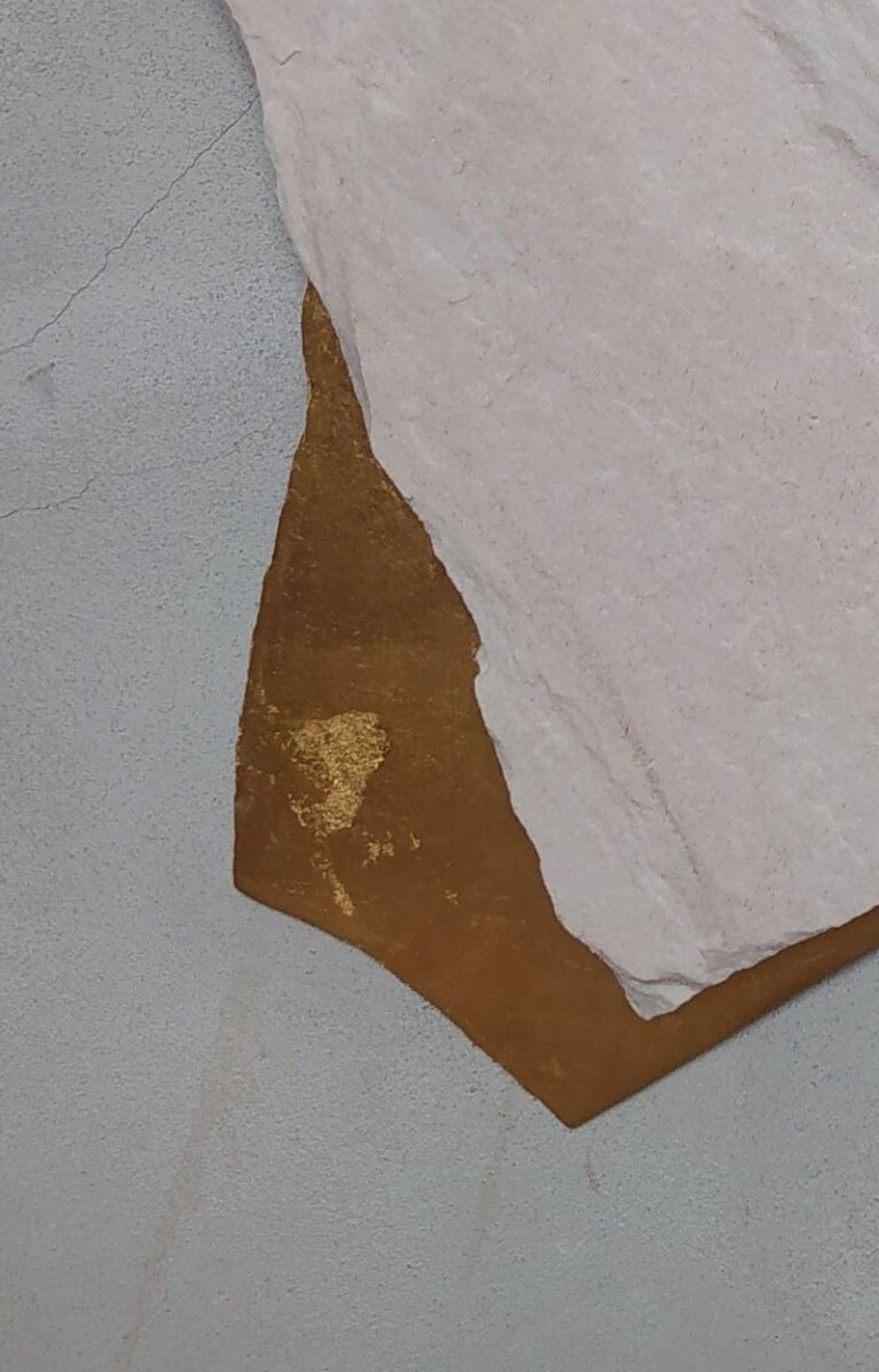 Sezione Aurea A7 by Mattia Bosco - Marble and gold leaf abstract wall sculpture For Sale 2