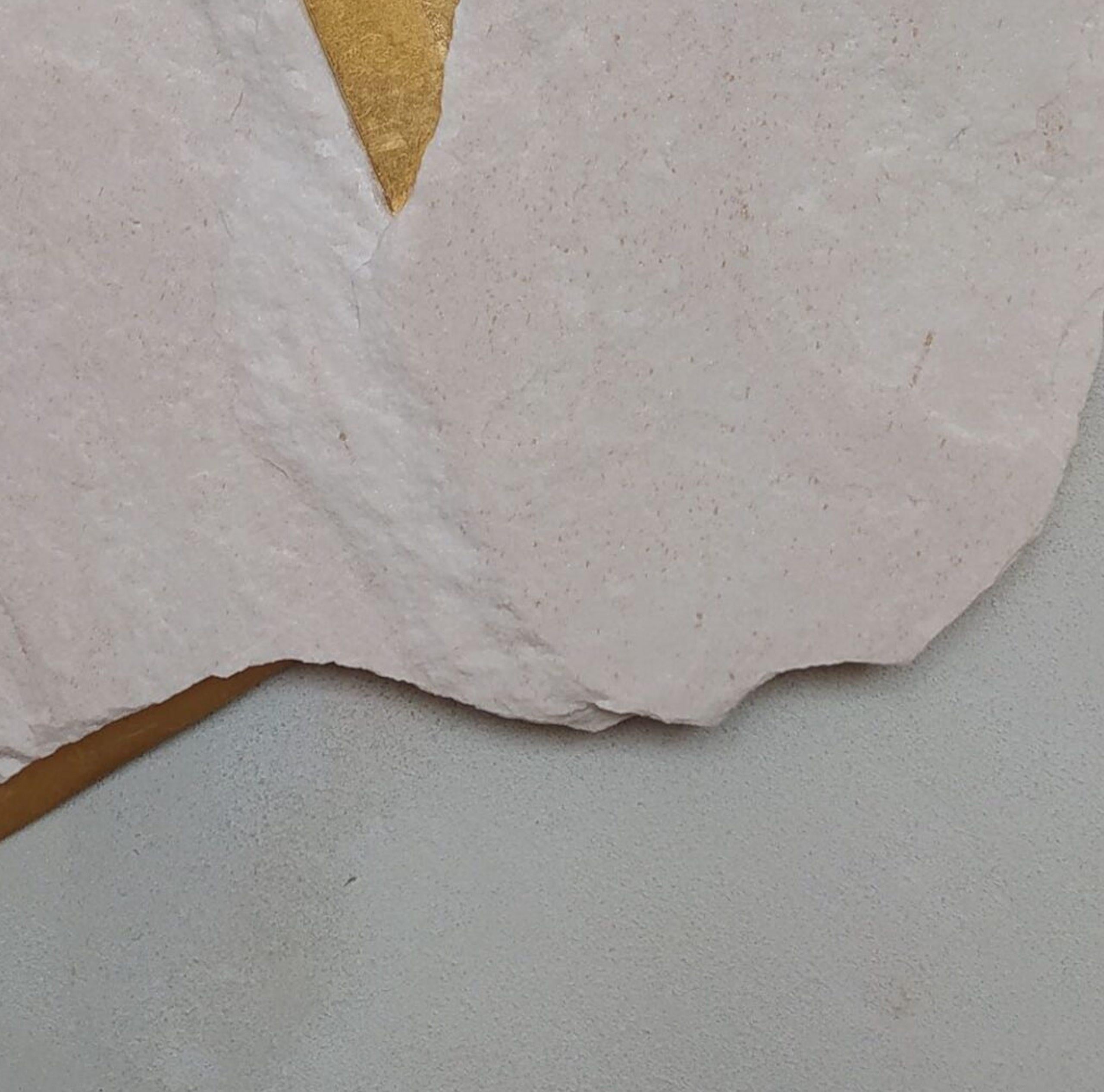 Sezione Aurea A7 by Mattia Bosco - Marble and gold leaf abstract wall sculpture For Sale 4