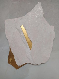 Sezione Aurea A7 by Mattia Bosco - marble and gold leaf abstract wall sculpture