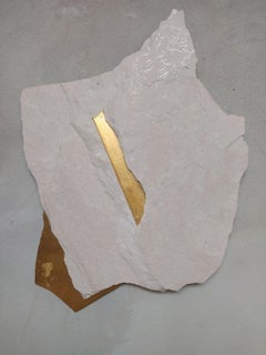 Sezione Aurea A7 by Mattia Bosco - Marble and gold leaf abstract wall sculpture