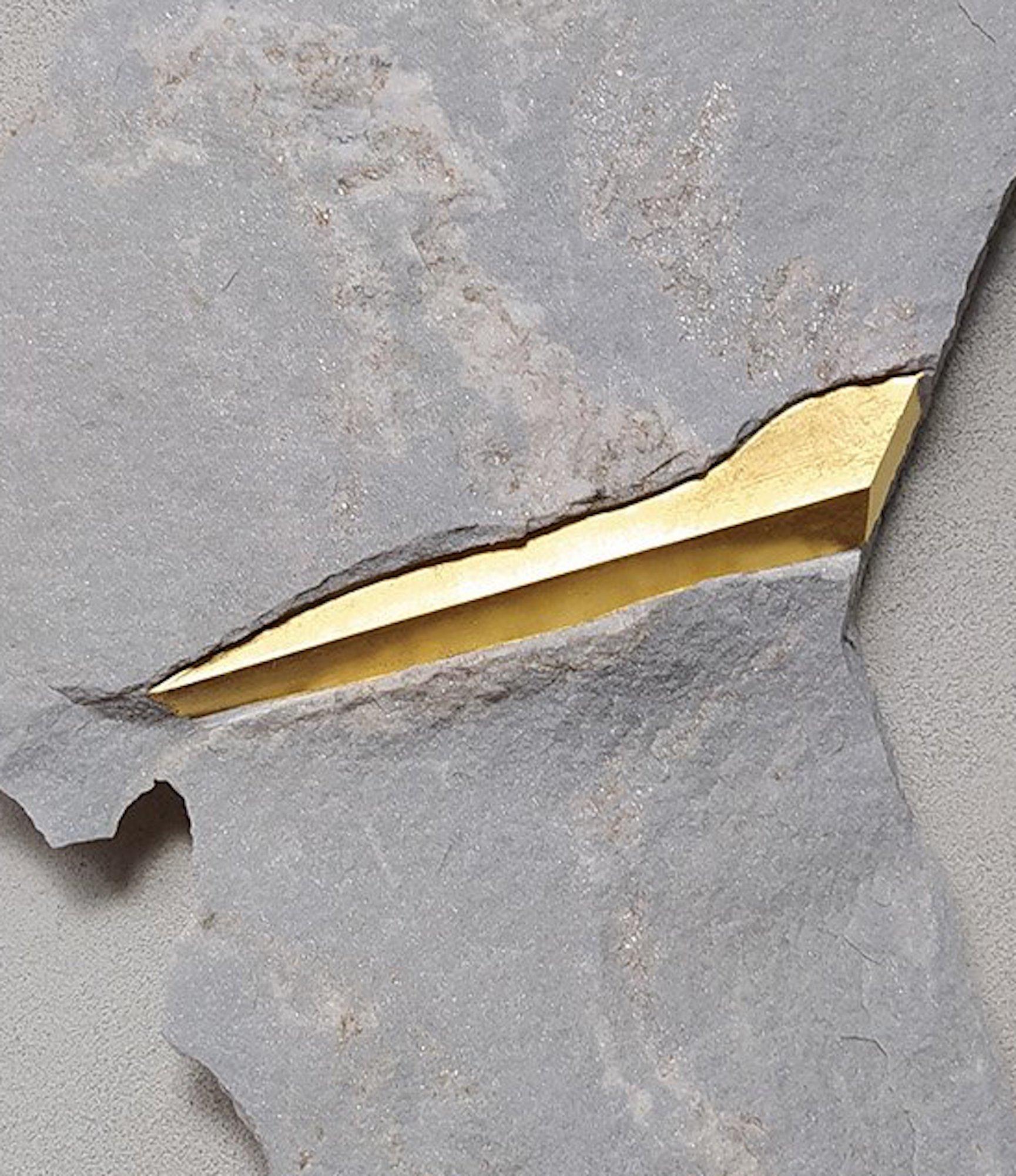Sezione Aurea A9 by Mattia Bosco - Marble and gold leaf wall sculpture, abstract For Sale 4