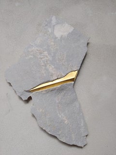 Sezione Aurea A9 by Mattia Bosco - Marble and gold leaf wall sculpture, abstract