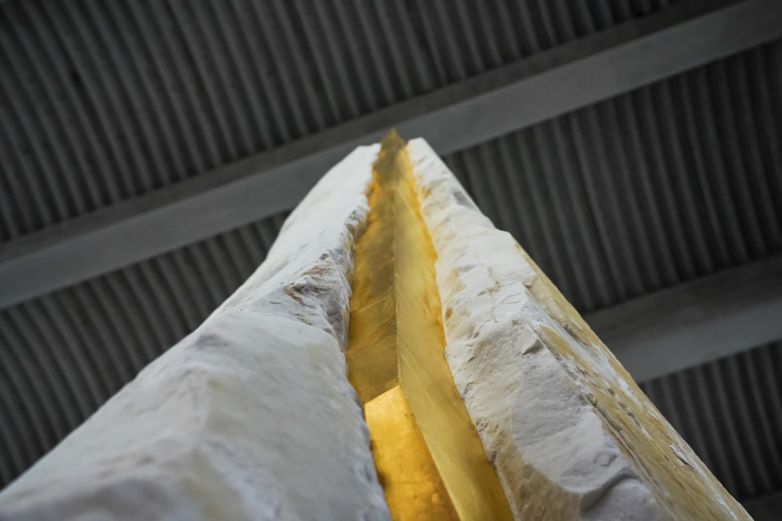 Sezione Aurea-C2 by Mattia Bosco - Monumental sculpture, marble, white, gold For Sale 4