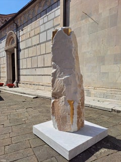 Sezione Aurea-C3 by Mattia Bosco - Monumental sculpture, marble, white, gold 
