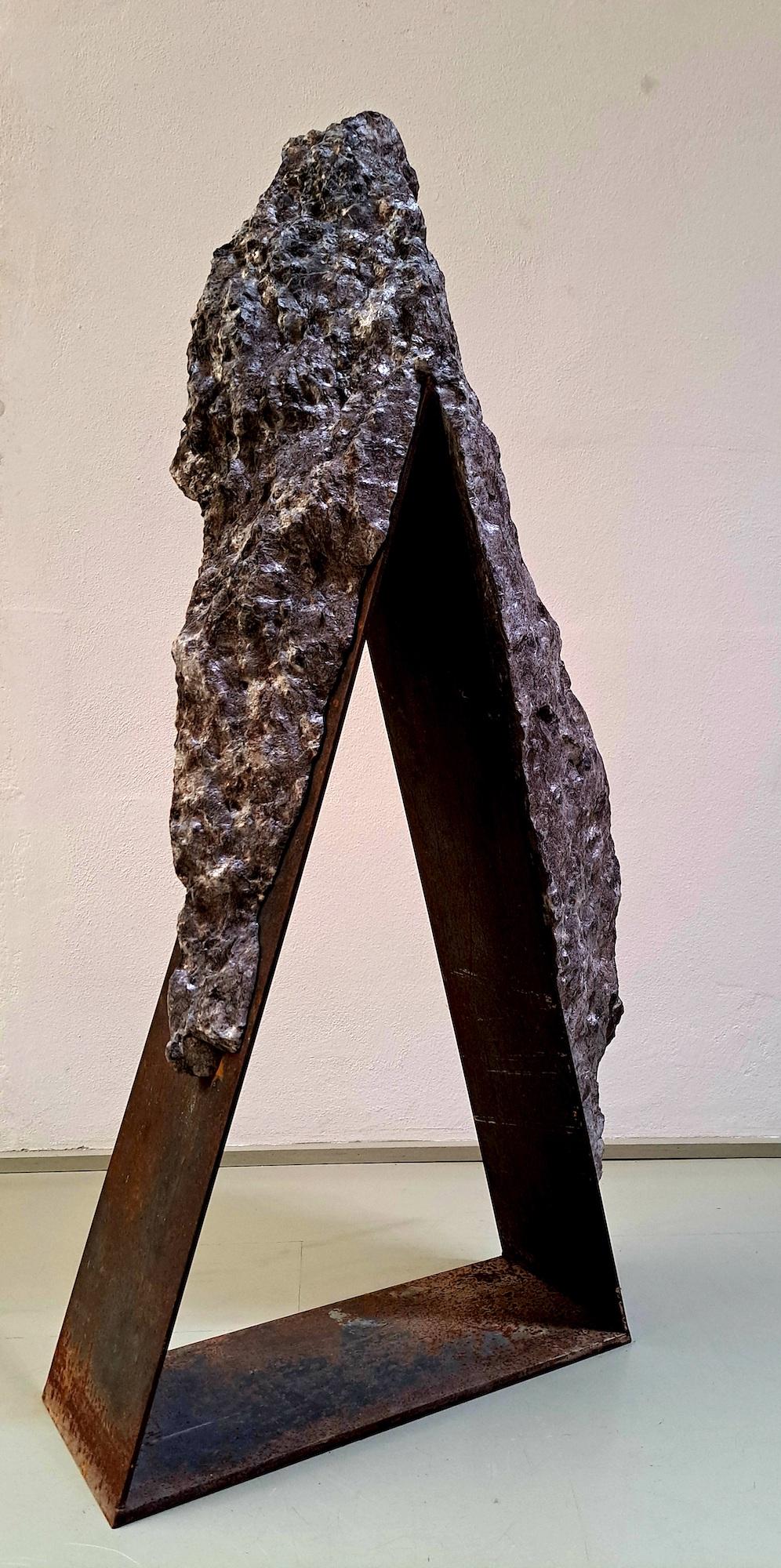 Stonegate 8 by Mattia Bosco - Abstract sculpture, Palissandro marble, grey tones For Sale 1