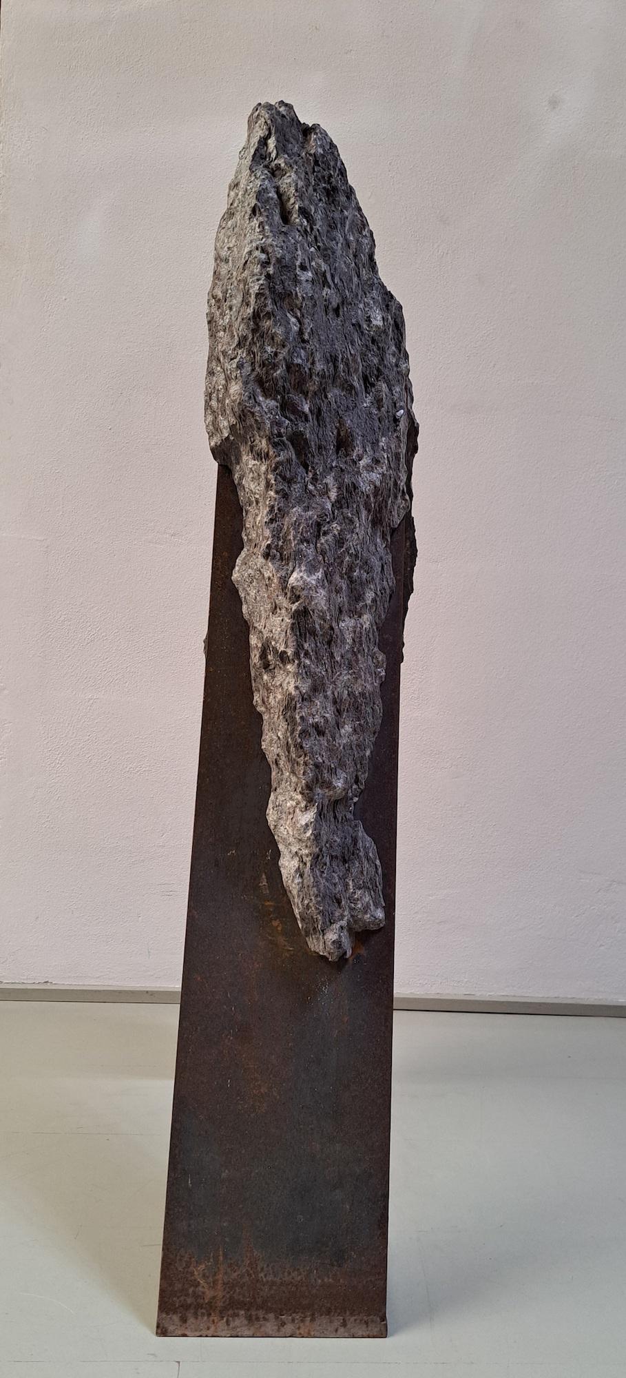 Stonegate 8 by Mattia Bosco - Abstract sculpture, Palissandro marble, grey tones For Sale 5