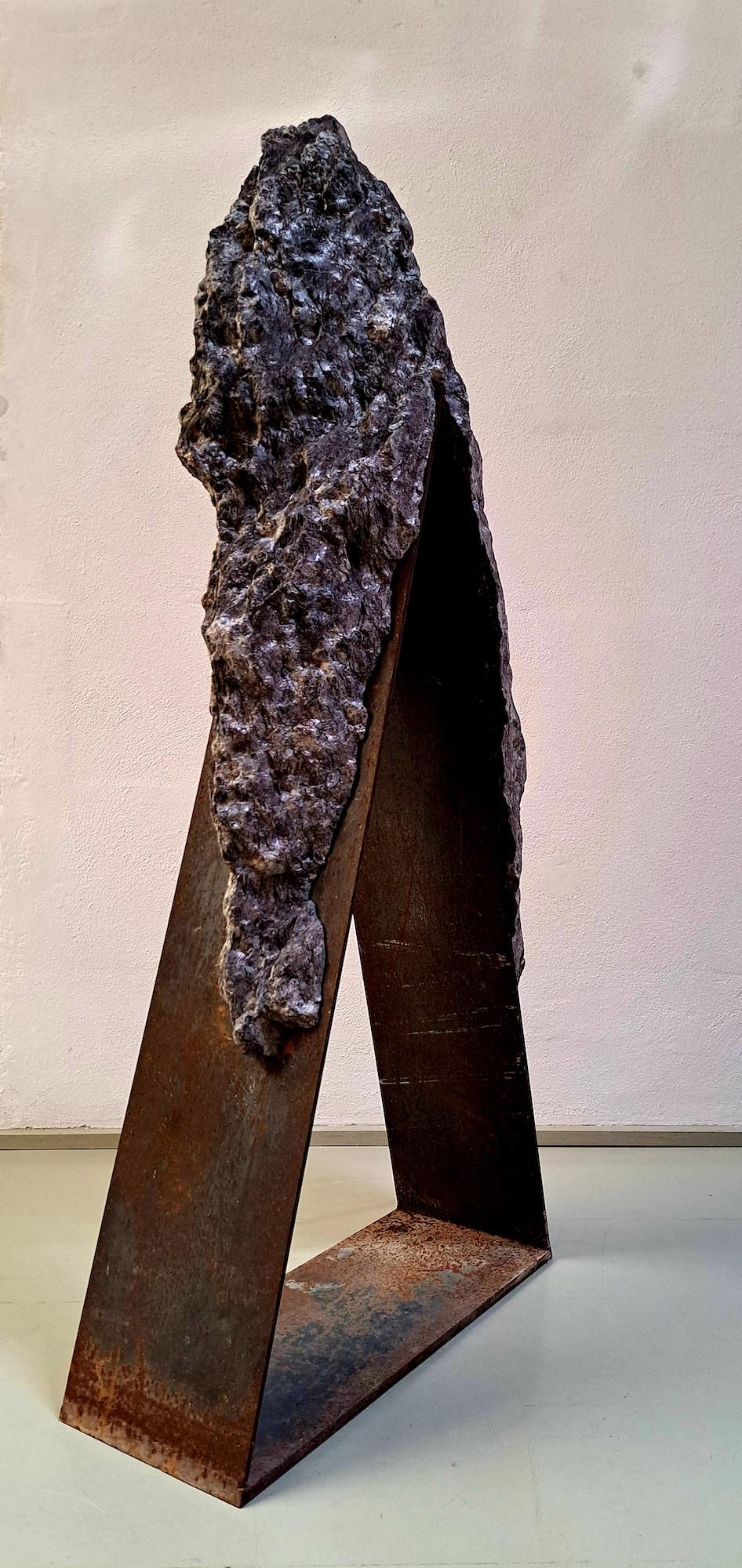 Stonegate 8 by Mattia Bosco - Abstract sculpture, Palissandro marble, grey tones For Sale 6