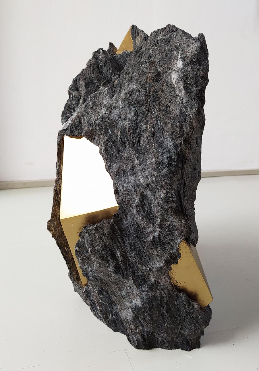SW3 by Mattia Bosco - Abstract marble sculpture, gold leaf For Sale 1