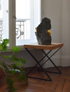 SW5 de Mattia Bosco - Escultura abstracta de mármol Palissandro negro y pan de oro