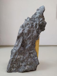 SW9 by Mattia Bosco - Abstract sculpture, black Palissandro marble and gold leaf