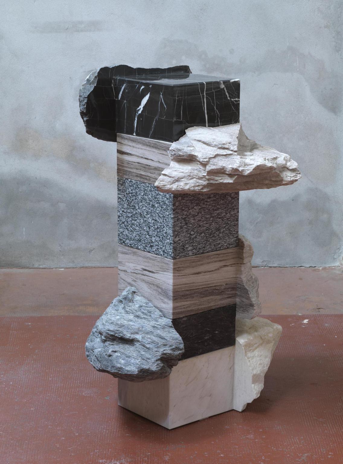 Untitled I, Palissandro is a unique sculpture by contemporary artist Mattia Bosco. This sculpture is made of Palissandro marble and granite, dimensions are 103 × 72 × 67 cm (40.6 × 28.3 × 26.4 in). 

The process used by the artist is significantly