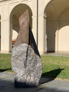 Untitled III by M. Bosco - large sculpture (marble, stainless steel), abstract