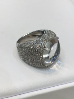Mattia Cielo 18-karat White Gold Diamond and Blue Sapphire Ring, Italy