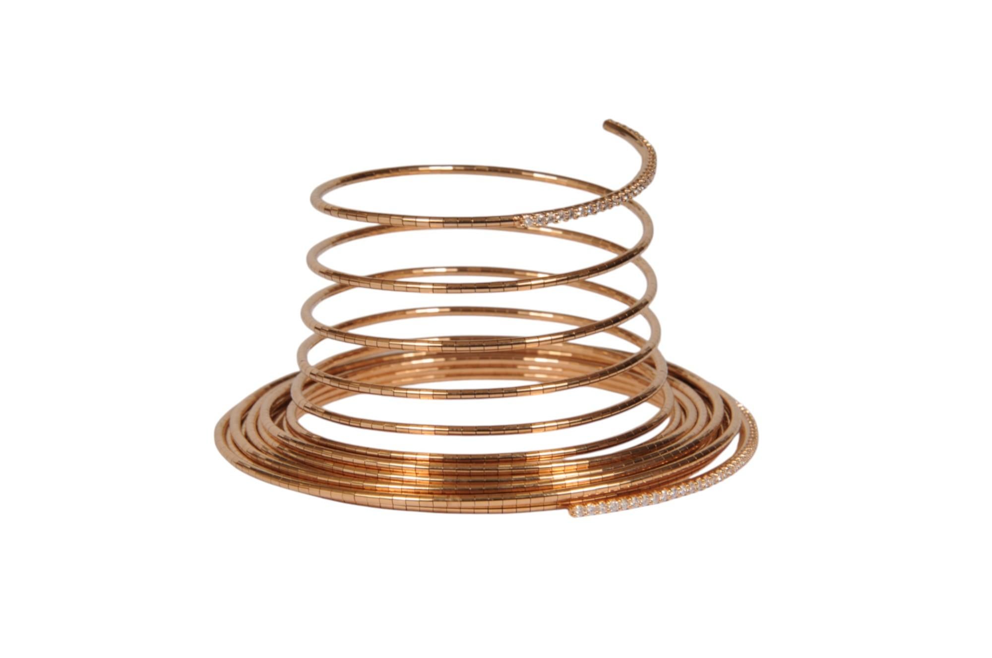 Taglio rotondo Mattia Cielo Bracciale LJW R348-PM Oro Rosa Diamanti Bianchi 1.1Ct 18 Righe in vendita