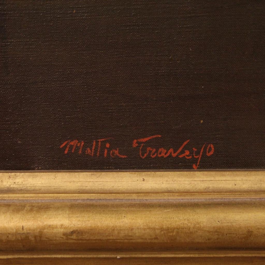 Mattia Traverso 20e siècle Huile sur toile Peinture italienne signée Scène populaire en vente 1