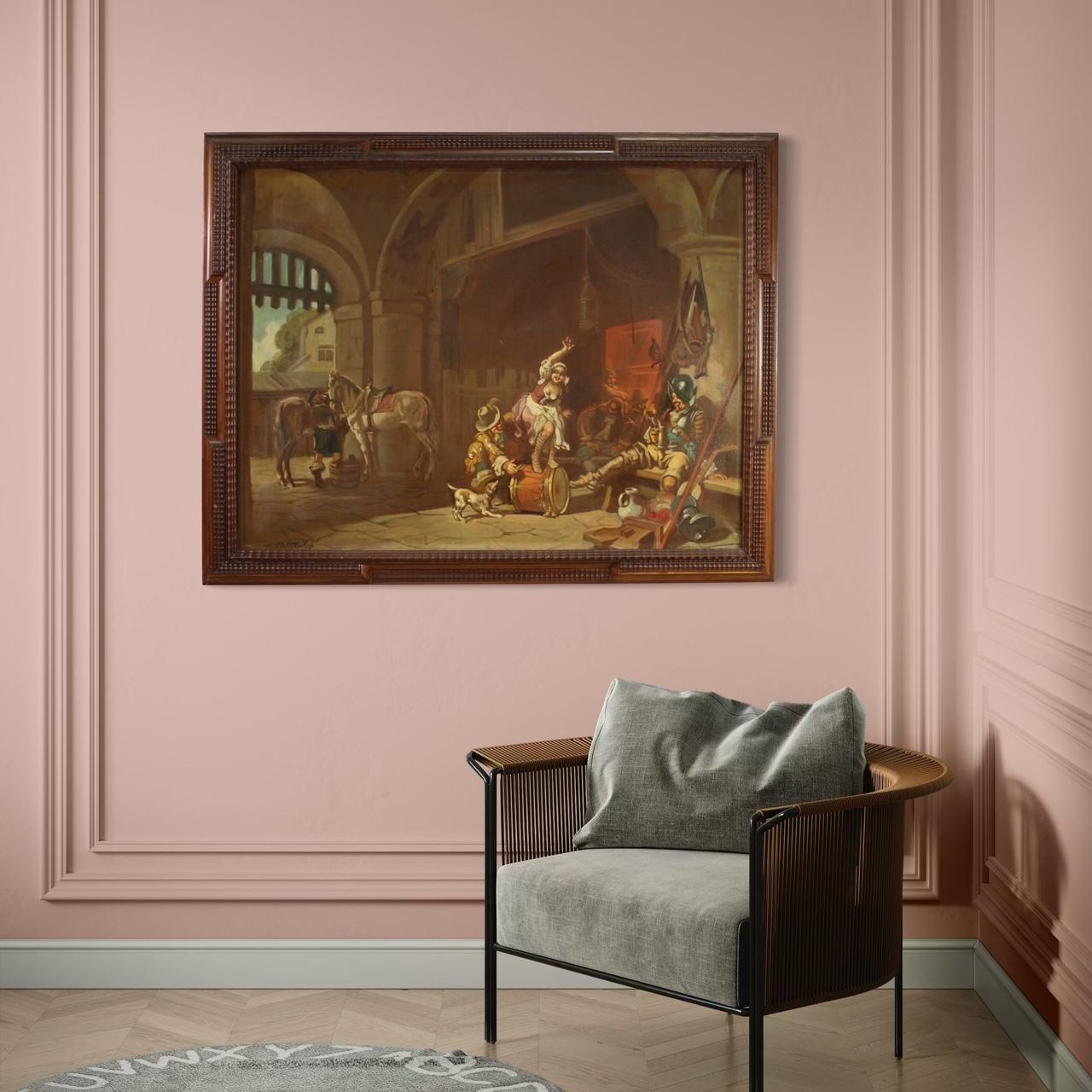 20. Jahrhundert Öl auf Leinwand Signiert Mattia Traverso Innenszene Gemälde, 1930 im Angebot 9
