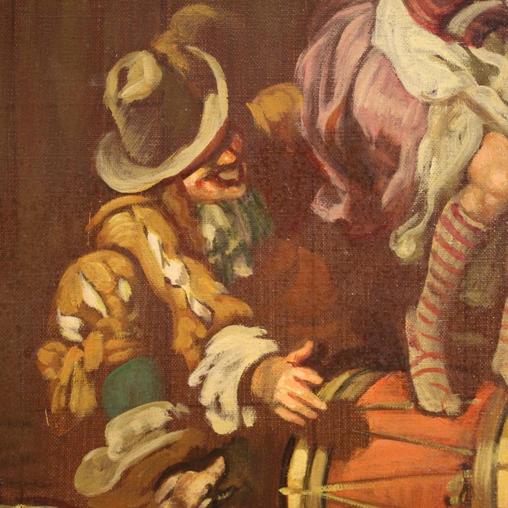 20. Jahrhundert Öl auf Leinwand Signiert Mattia Traverso Innenszene Gemälde, 1930 im Angebot 11