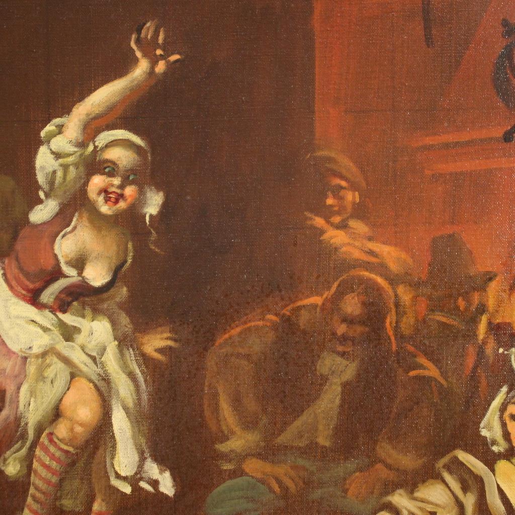 20. Jahrhundert Öl auf Leinwand Signiert Mattia Traverso Innenszene Gemälde, 1930 im Angebot 14