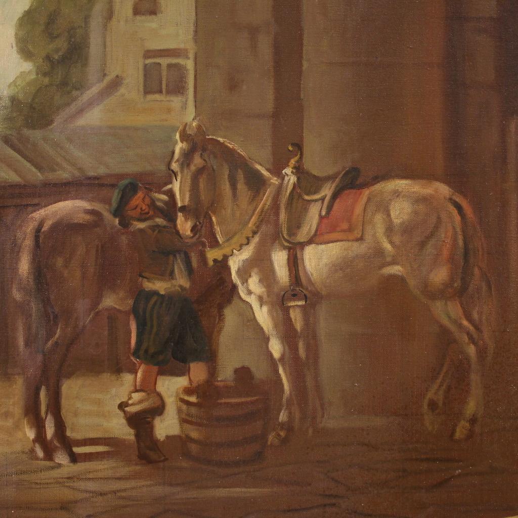 20. Jahrhundert Öl auf Leinwand Signiert Mattia Traverso Innenszene Gemälde, 1930 im Angebot 2