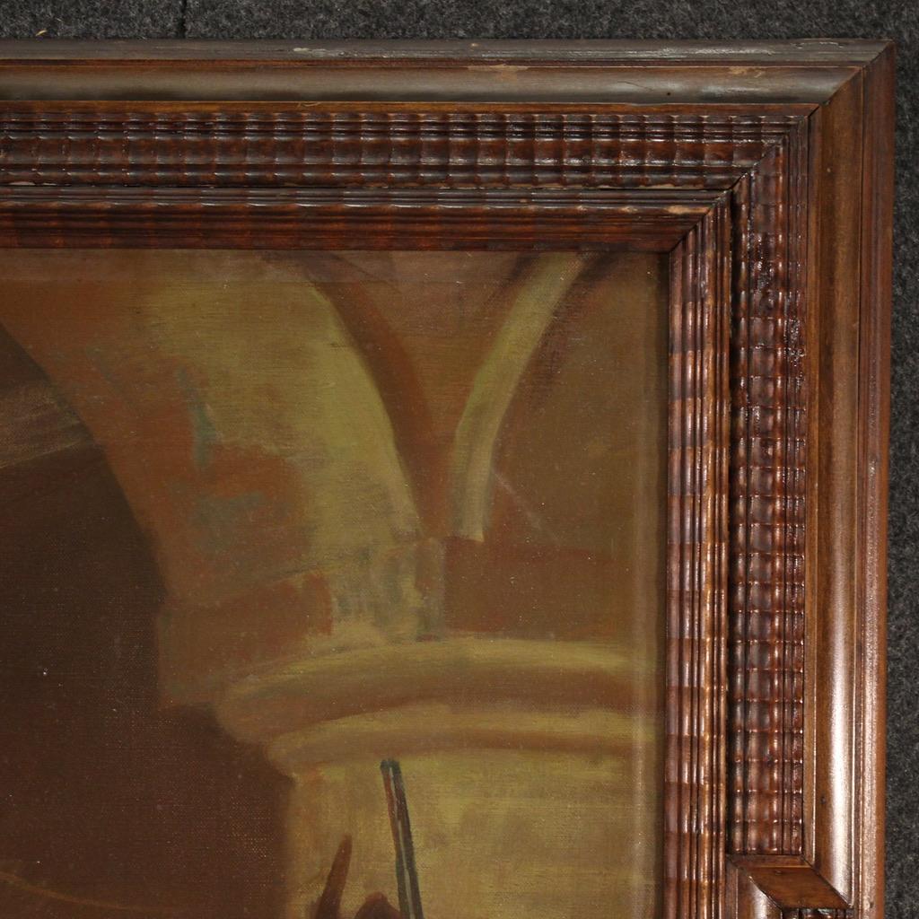 20. Jahrhundert Öl auf Leinwand Signiert Mattia Traverso Innenszene Gemälde, 1930 im Angebot 7