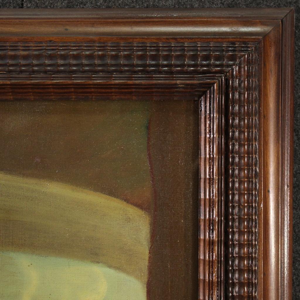 20ème siècle Huile sur toile signée Mattia Traverso Peinture italienne Scène de genre en vente 10