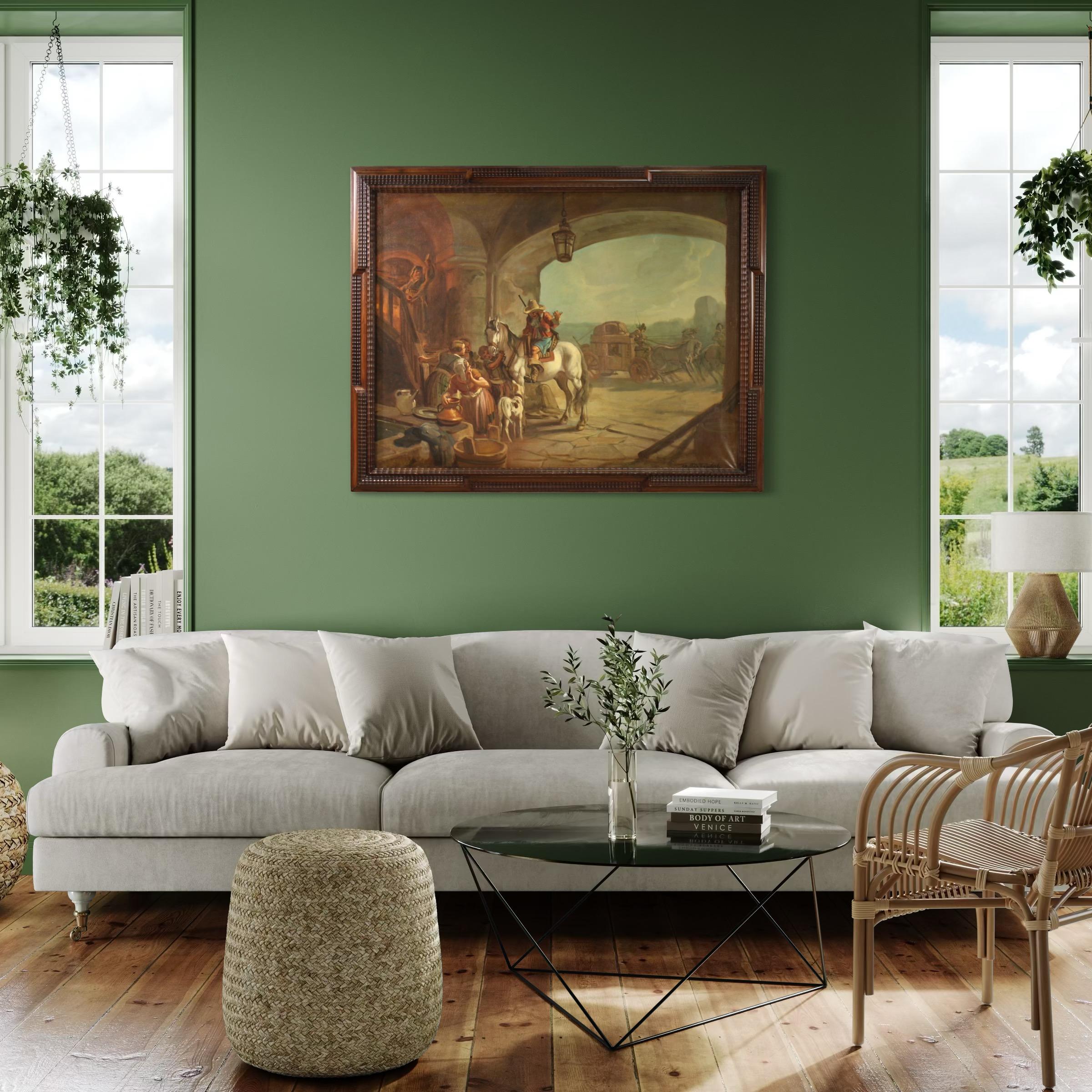 20ème siècle Huile sur toile signée Mattia Traverso Peinture italienne Scène de genre en vente 13