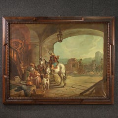siglo XX Óleo sobre Lienzo Firmado Mattia Traverso Pintura Italiana Escena de Género