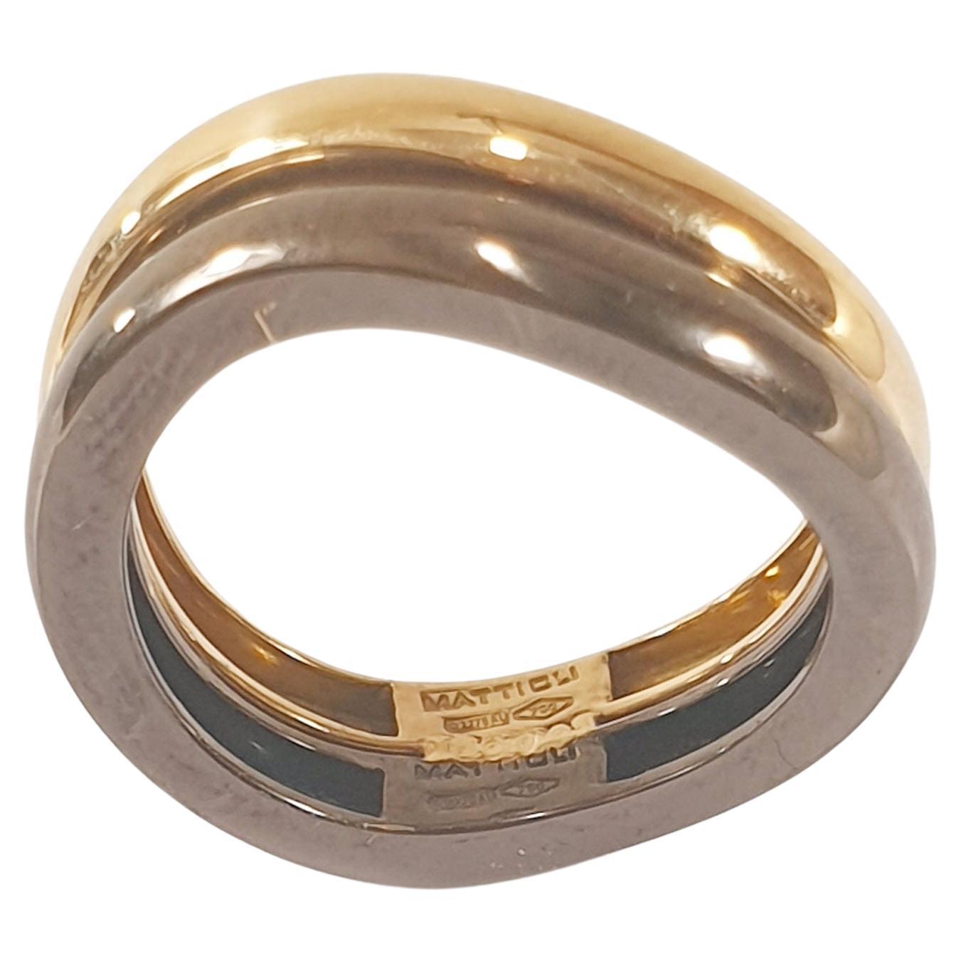 Mattioli Aspis Collection Band Engament Ring Black and Yellow 18 Karat Gold For Sale
